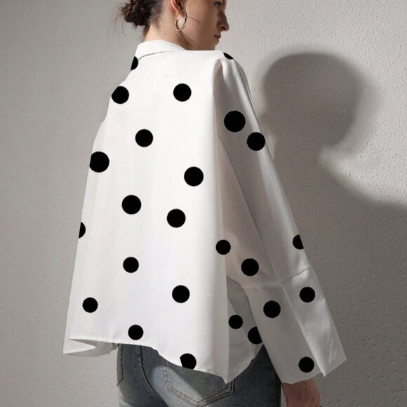 Casual Women's Polka Dot Long Sleeve blouse - Picture 8 of 9
